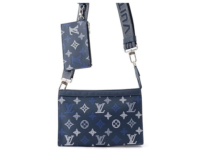 Sac à épaule Louis Vuitton Monogram Shadow Bleu Bleu Marine