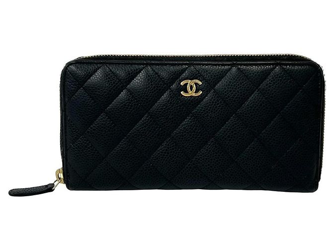 Chanel Matelassé Coco Mark Long Wallet Black