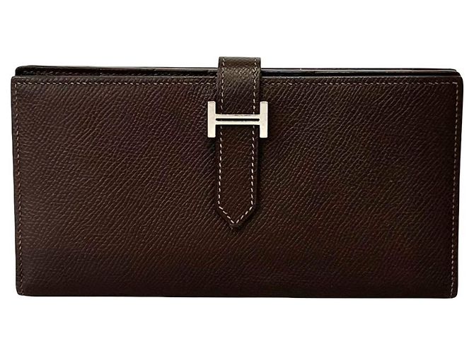 Hermès Cartera larga bi-fold Hermes Bearn Soufflé Castaño