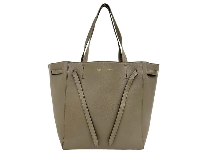 Céline Celine Cabas Phantom Small Logo Ledertasche Beige