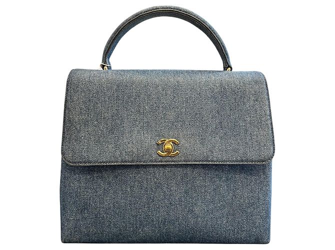 Borsa Chanel CC Denim Kelly Top Handle 1997