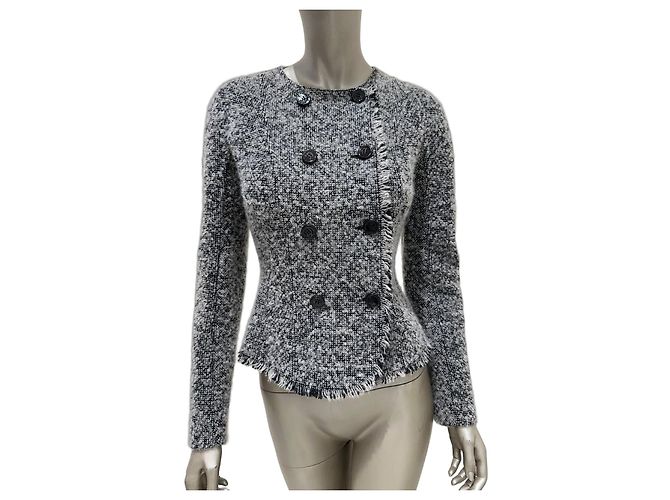 Giacca in tweed bianca e nera Christian Dior Sz.38 usata