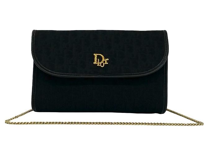 Borsa a tracolla Christian Dior in tela e pelle nera Nero