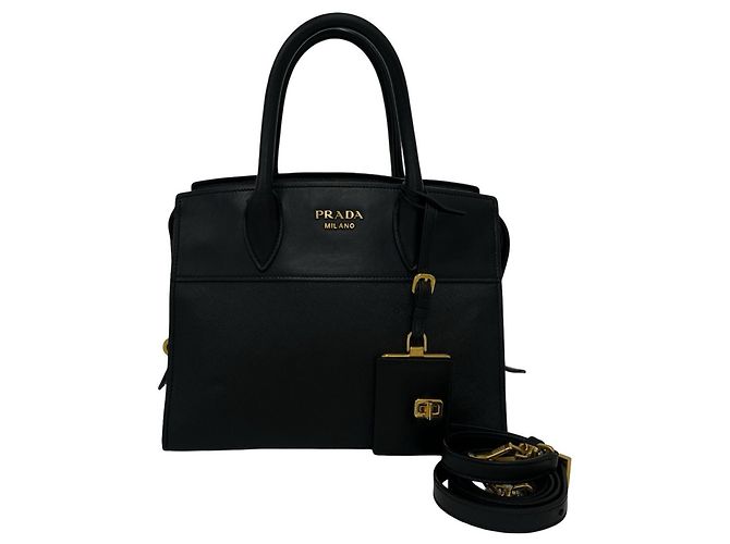 Sac à main Prada en cuir Saffiano noir