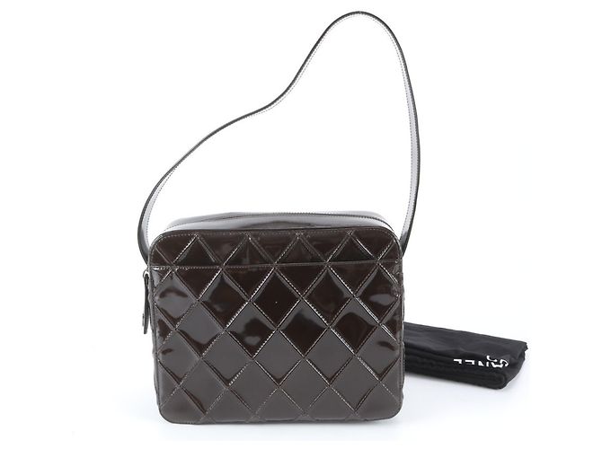 Chanel Bicolore Leather Shoulder Bag Dark brown