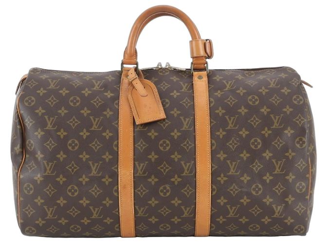 Sac Boston Louis Vuitton Monogram Keepall 50 en cuir Marron