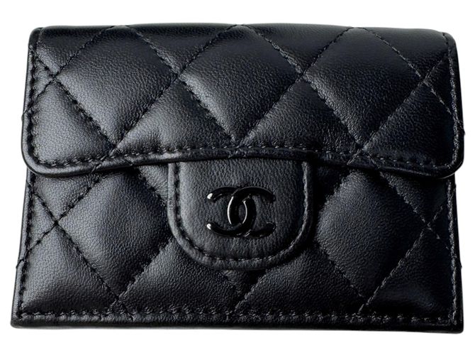 Chanel Matelassé Coco Mark Compact Wallet Black