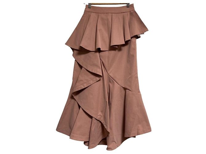 Autre Marque eimy istoire Gonna a Sirena con Volant e Linea Peplum Rosa