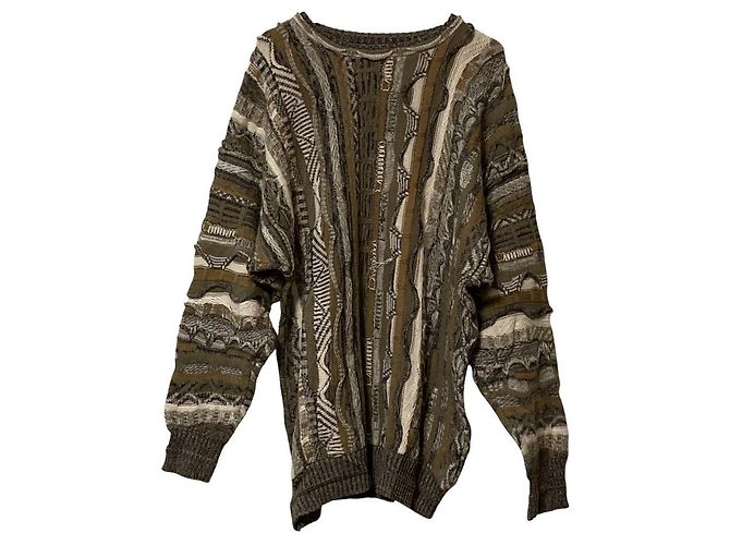 Autre Marque TODAYFUL Vintage Pattern 3D Knit Sweater Brown Khaki