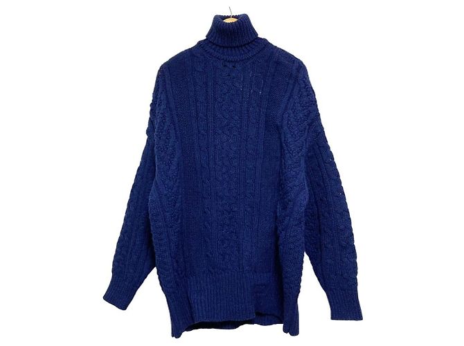 Autre Marque noir kei ninomiya Rollkragenpullover mit Zopfstrick Blau Marineblau