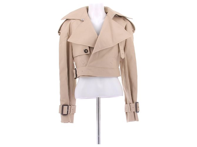 Autre Marque Trench curto bege de algodão