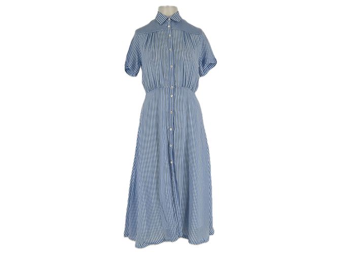 Vestido largo de algodón a rayas azul Sandro