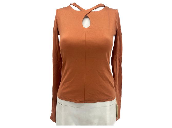 Autre Marque Top con aberturas ICICLE naranja de algodón