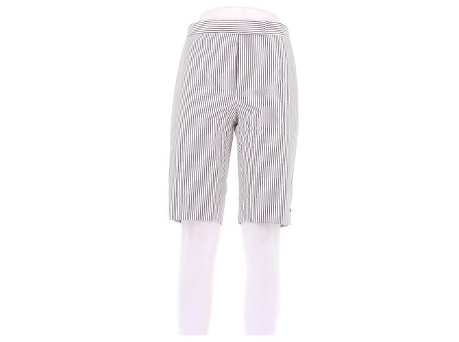 Thom Browne Pantalones cropped rectos grises a rayas