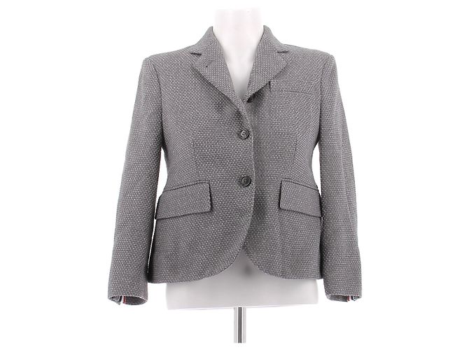 Thom Browne Grauer Crop Anzug aus Wolle