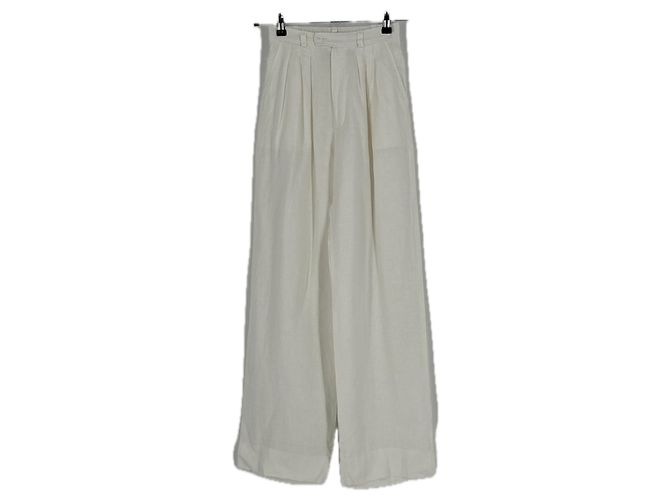 Autre Marque Calças de linho branco