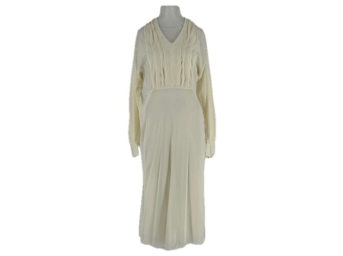Autre Marque Vestido fluido de seda branco LILYSILK