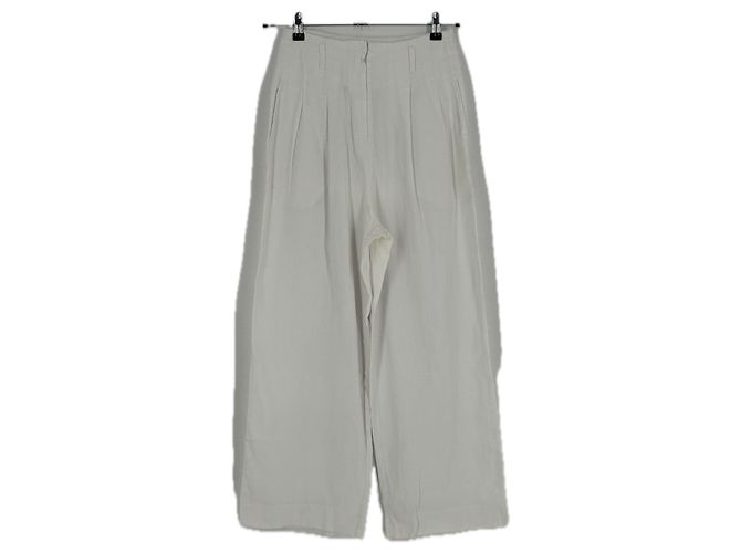 Autre Marque Pantalones de lino blanco