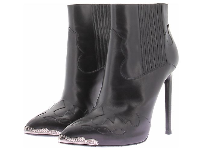Saint Laurent Décolleté nere e argentate Nero