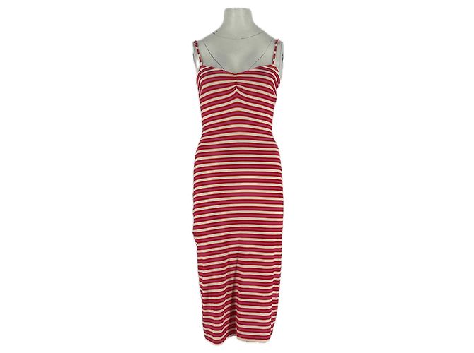 Autre Marque PUJKA Rosa gestreiftes Viscose Kleid Pink