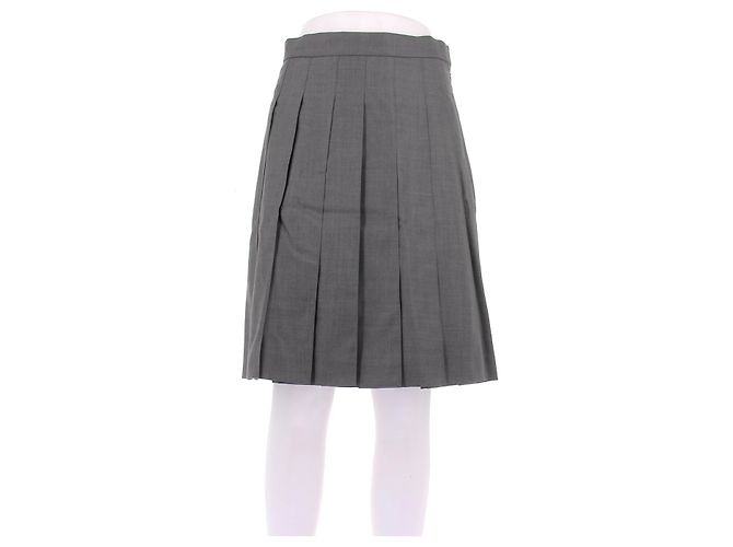 Thom Browne Plisseerock aus Wolle Grau