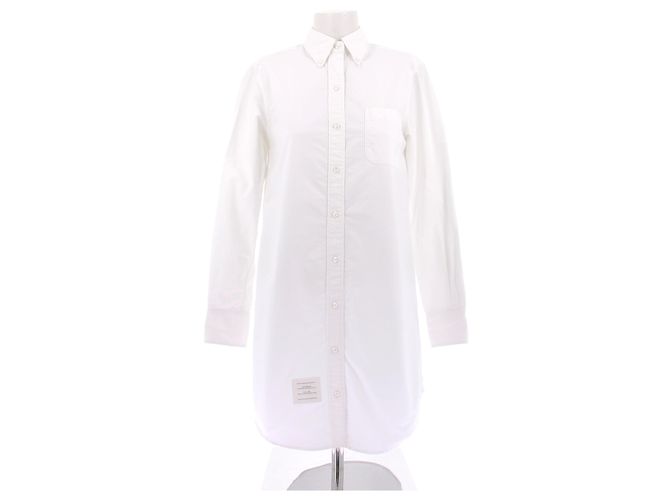 Thom Browne Vestido camisero blanco de algodón