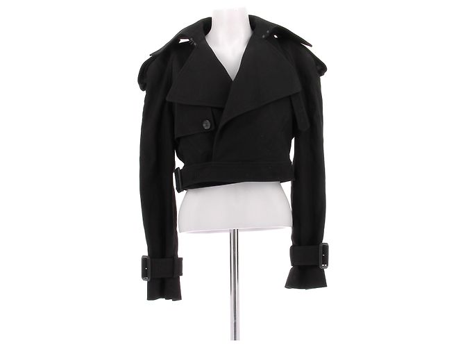 Autre Marque WARDROBE NYC Kurzer schwarzer Baumwoll Trenchcoat