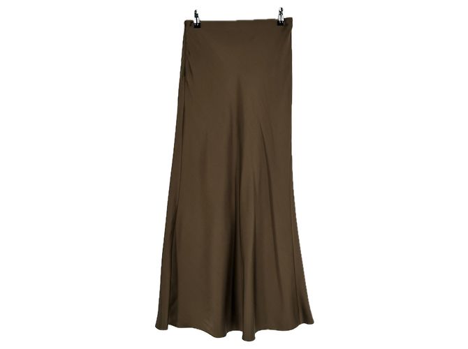 Autre Marque LILYSILK Satinrock aus Seide Khaki Größe 34