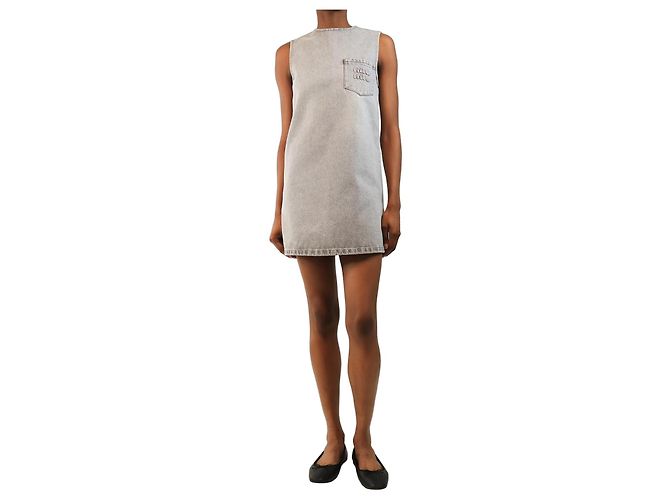 Miu Miu Vestido mini de denim gris - size UK 4