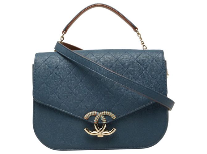 Borsa Chanel Matelassé Half Coco Blu