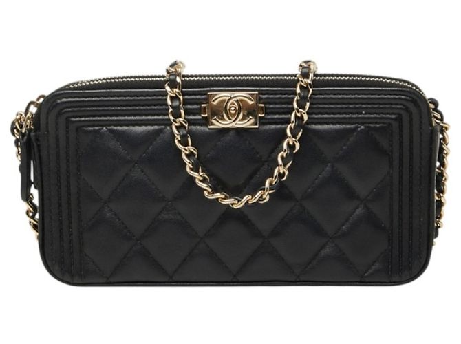 Borsa a tracolla Pochette Chanel Matelassé Coco Mark Boy Chain Nero