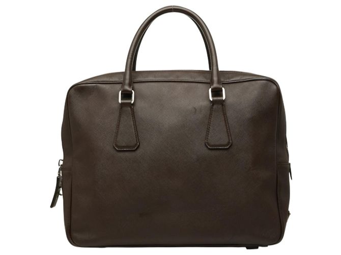 Prada Brown Saffiano Leather Briefcase