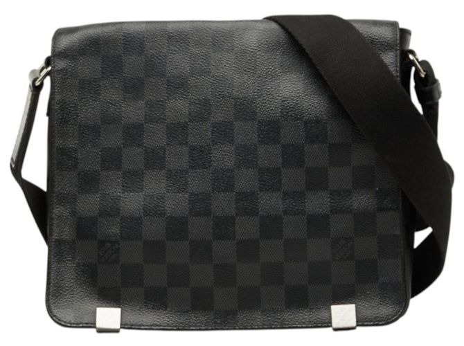 Borsa a tracolla Louis Vuitton Damier Graphite District PM NM Nero Damier ebene