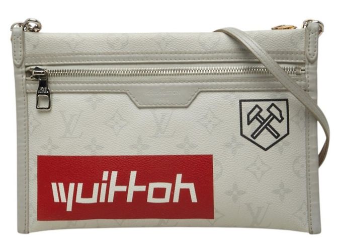 Bolsa Messenger Plana Monogram Louis Vuitton Laranja Cinza Monograma