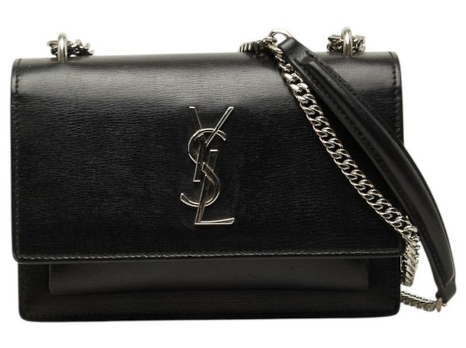 Borsa a tracolla Saint Laurent Cassandra Sunset con logo YSL e catena Nero