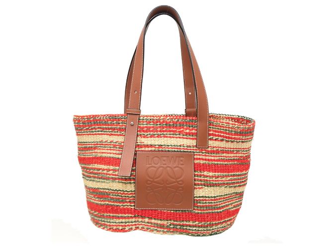 Borsa a tracolla in vimini Loewe Marrone Verde Arancione
