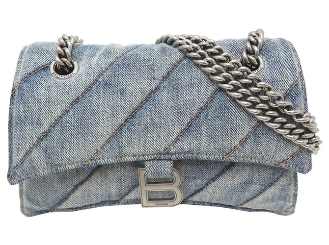 Borsa a tracolla Balenciaga Crushed Chain Blu