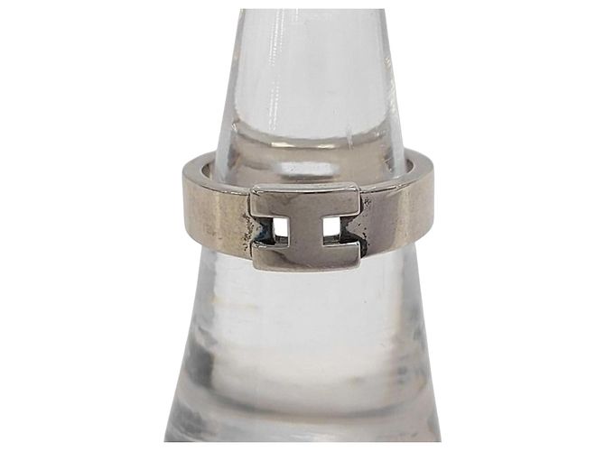 Hermès Hermes Hercules Silver Band Ring Silber