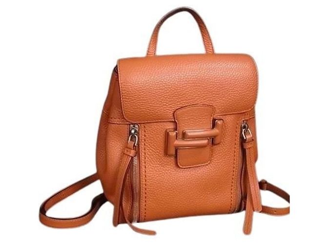 Tod's Double T Mini Backpack in Orange Leather