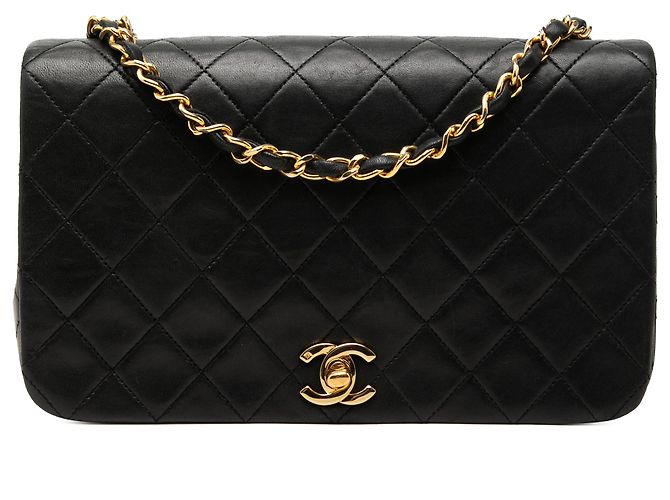 Chanel Black CC Quilted Lambskin Full Single Flap Noir