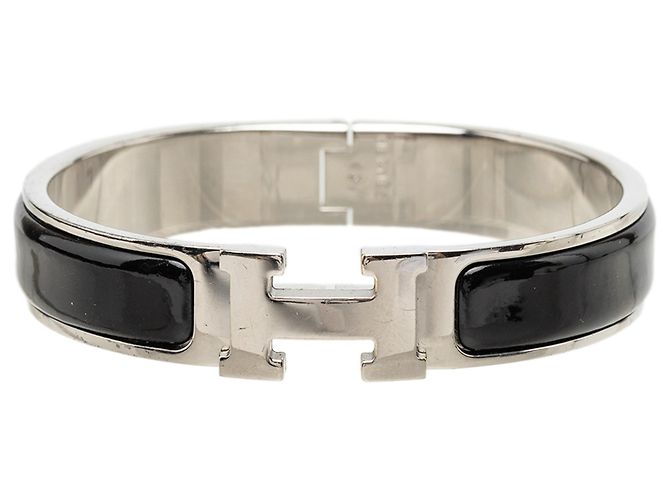Hermès Clic H Armband PM schmal, Emaille Schwarz