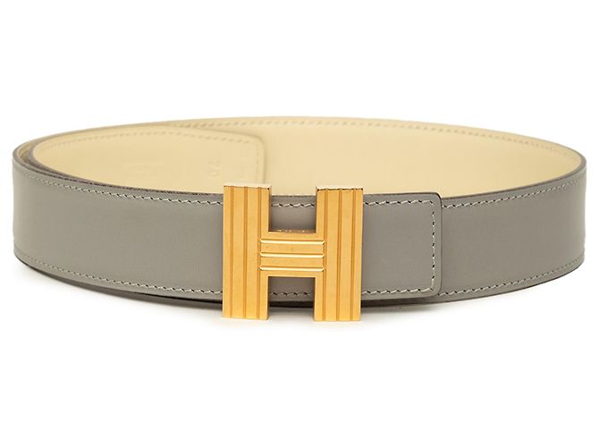 Hermès Gray Box Calf Cadena H Reversible Belt