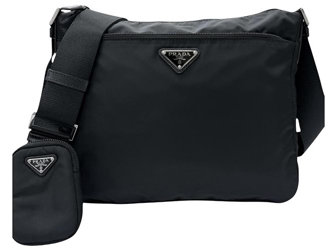 Prada Borsa crossbody con zip in Re-Nylon nero