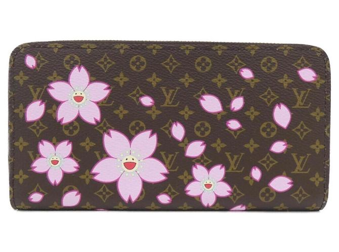 Cartera Zippy Louis Vuitton Monogram Cherry Blossom Castaño Monograma