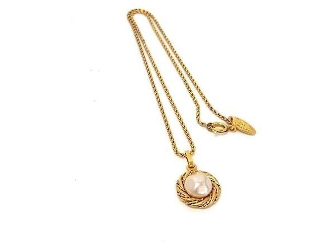 Chanel Gold-Halskette mit Kunstperle Golden