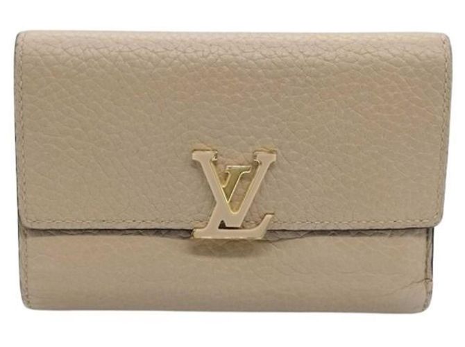 Louis Vuitton Tri-fold Wallet in Beige Taurillon Leather