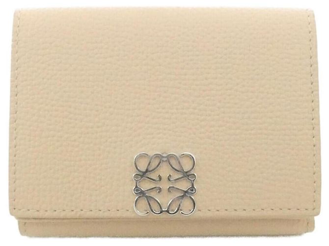 Cartera tri-fold de piel de ternera Loewe Beige