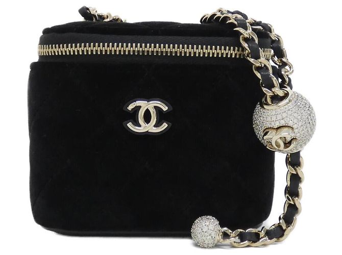 Borsa a tracolla Chanel AP1447 in velluto Nero