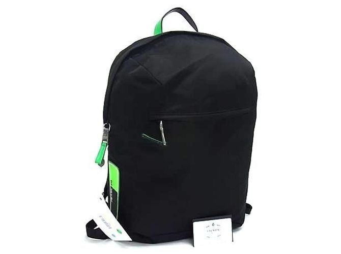 Prada Tessuto Backpack 2VZ021 Black Green