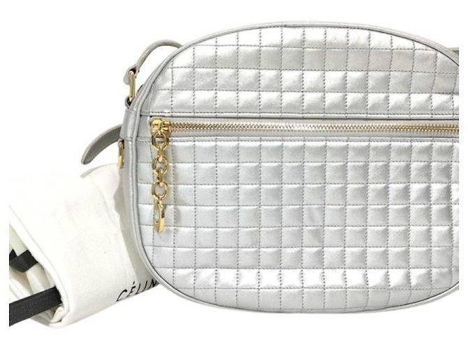 Céline Celine Schultertasche aus silbernem Leder